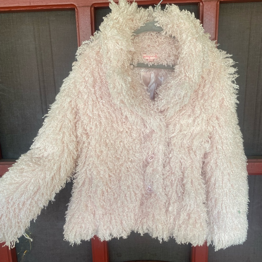 Furry girls coat with buttons